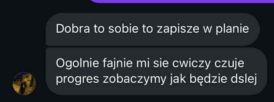 Opinia klientki - zrzut rozmowy