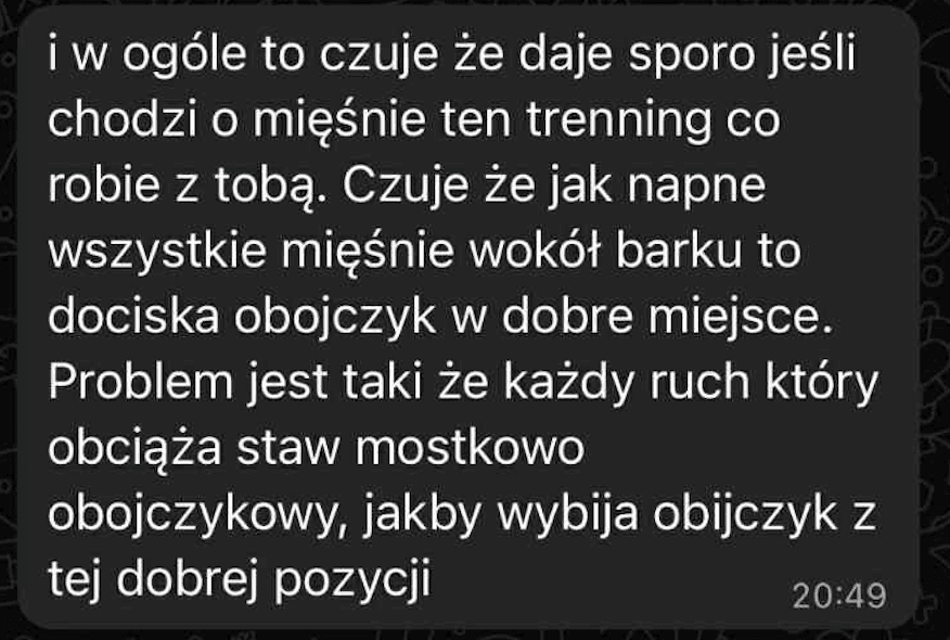 Opinia klienta - zrzut rozmowy